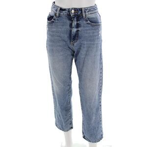 Icon Denim Womens Cropped Mom Jeans Blue Mid-Rise 26in Cotton Size 24